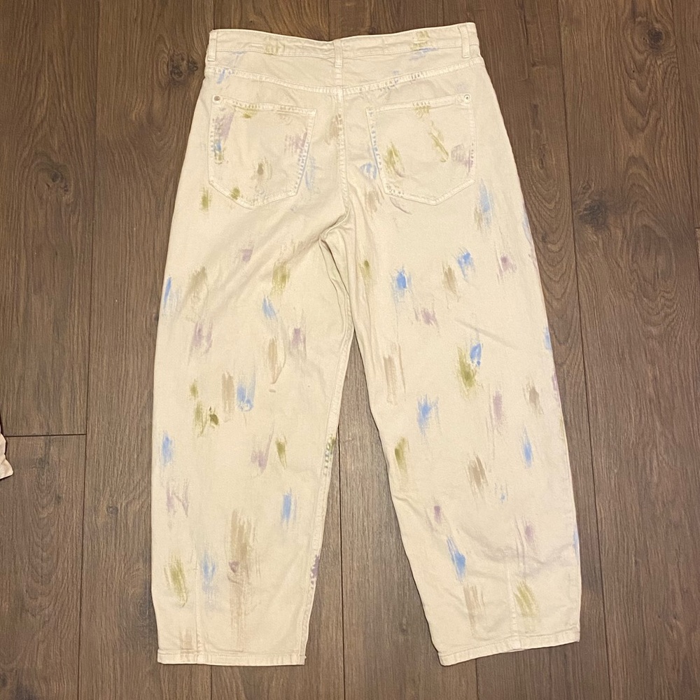 NWOT Anthropologie Super Soft Pleated Painter Jeans with Multicolor Accents - 32 - Picture 6 of 6